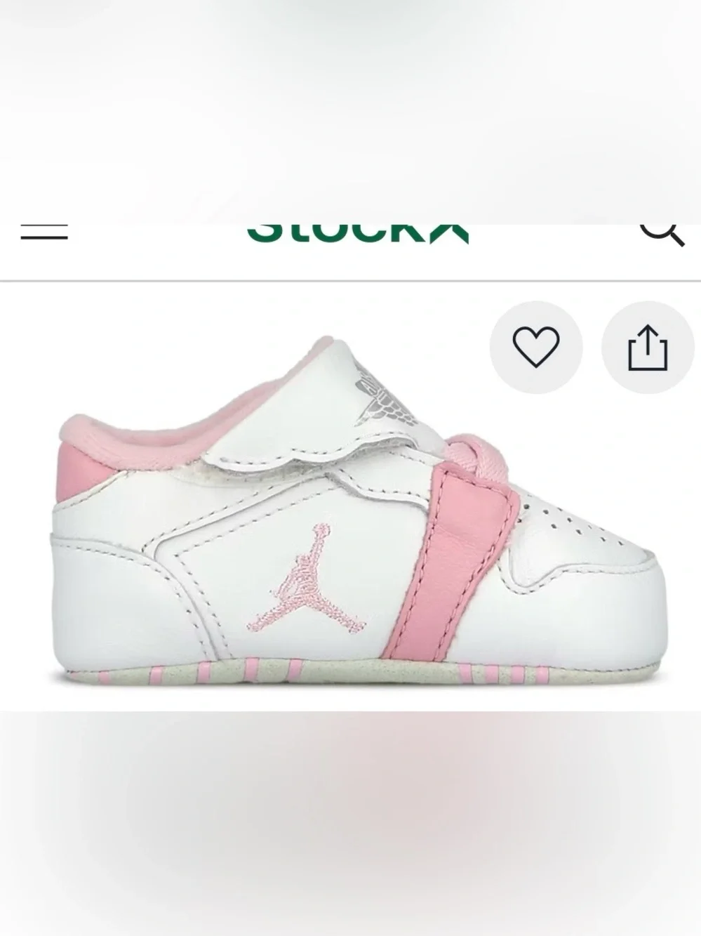 Jordan 1st Crib Bootie Baby Crib Shoe in White and Pink size 1C
